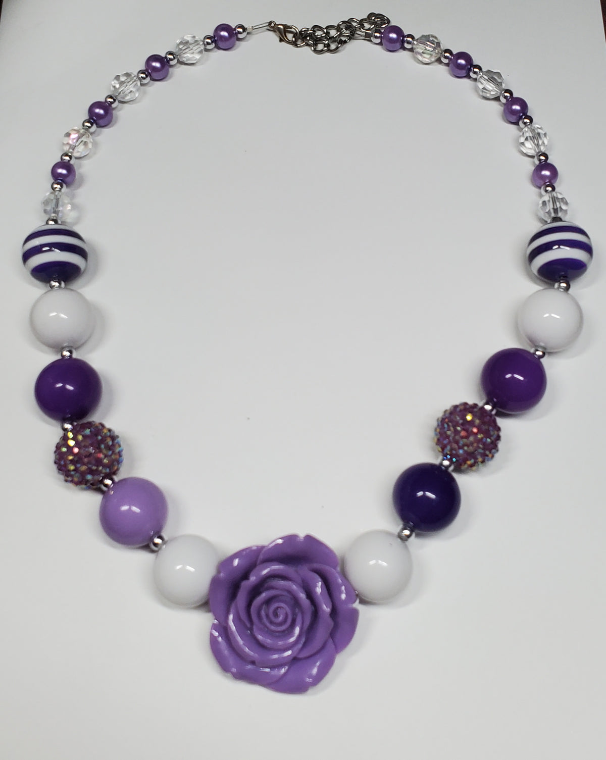 Purple Rose Chunky Bead Necklace