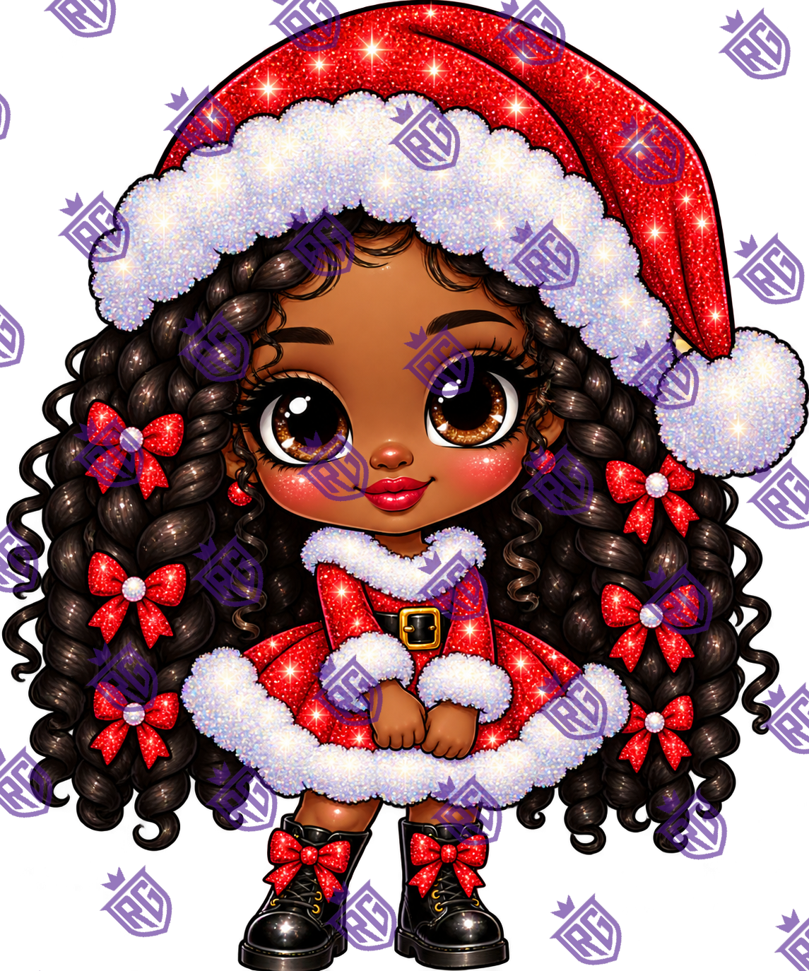 Christmas Cutie Braids Acrylic Blank With Decal