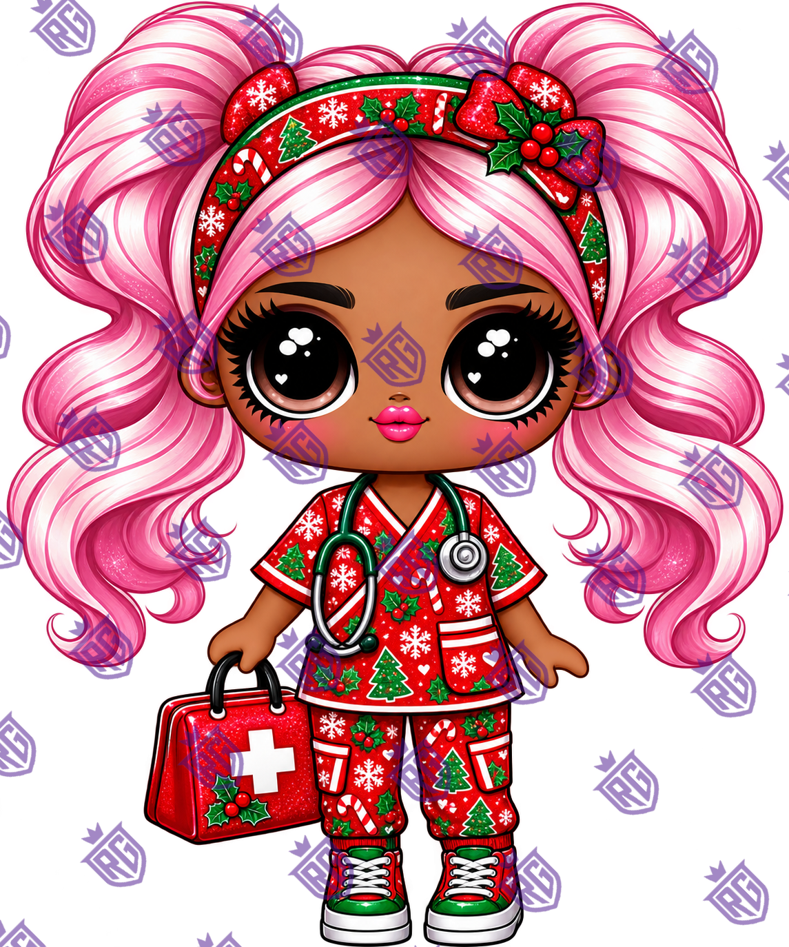 Christmas Scrubs Girl Acrylic Blank With Decal