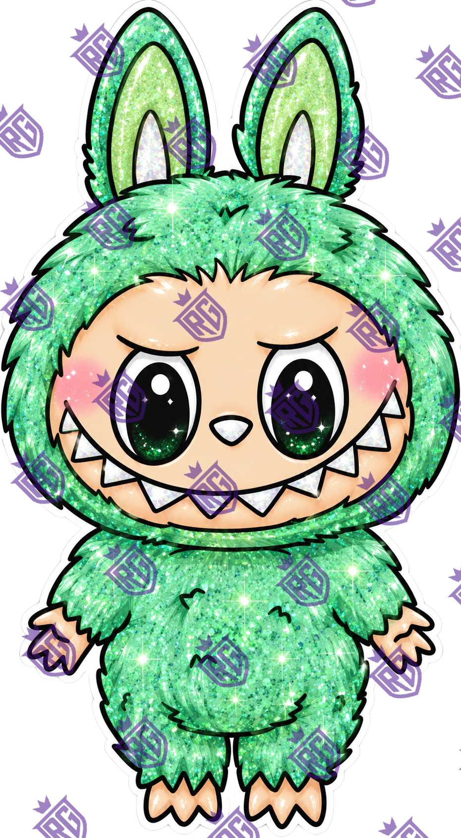 Green Labubu Glitter Acrylic Blank With Decal
