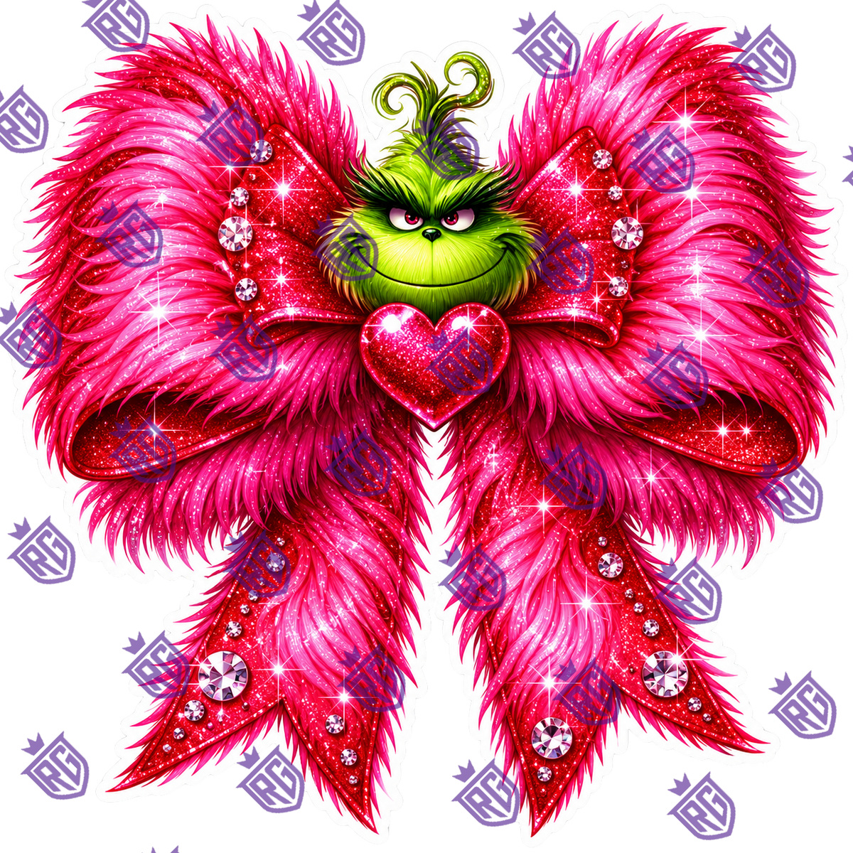 Grinchy Fur Bow Acrylic Blank With Decal