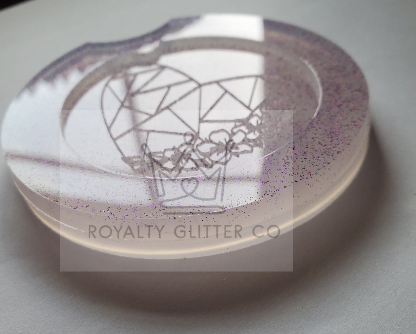 Crystal heart with flowers car coaster mold
