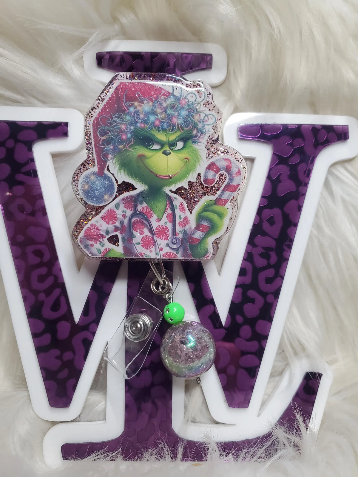 Christmas Grinch Candy cane badge reel