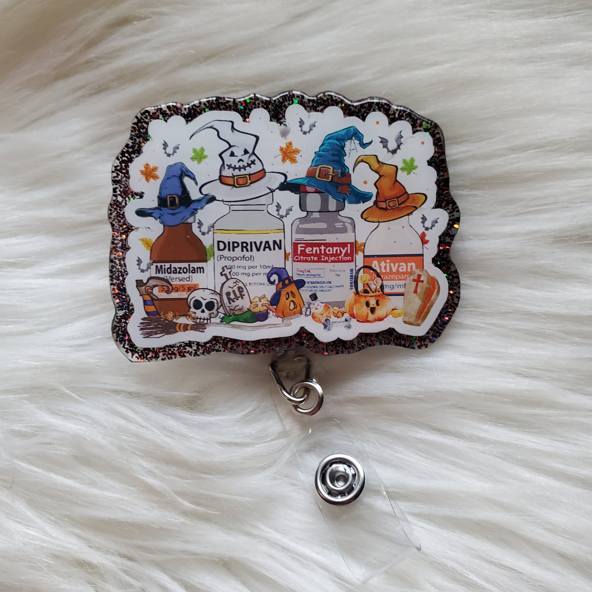 Funny Halloween Meds Badge Reel