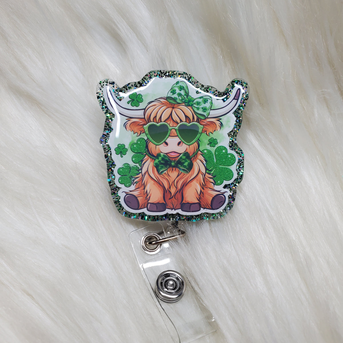 St. Patricks Highland Cow Badge Reel