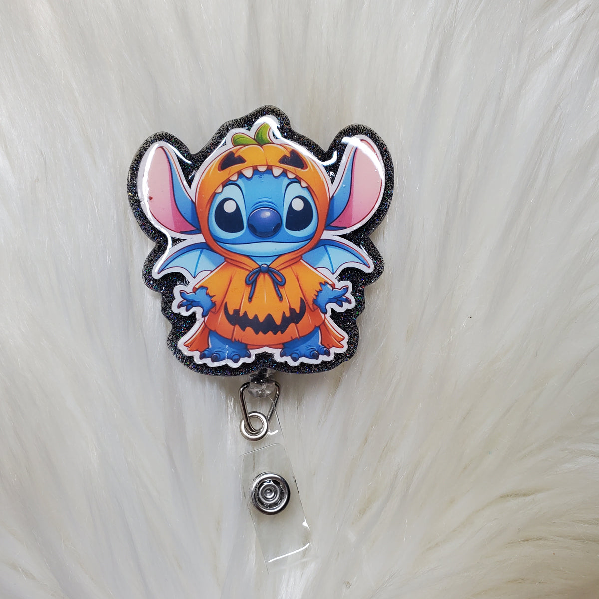 Pumpkin costume Stitch Badge Reel
