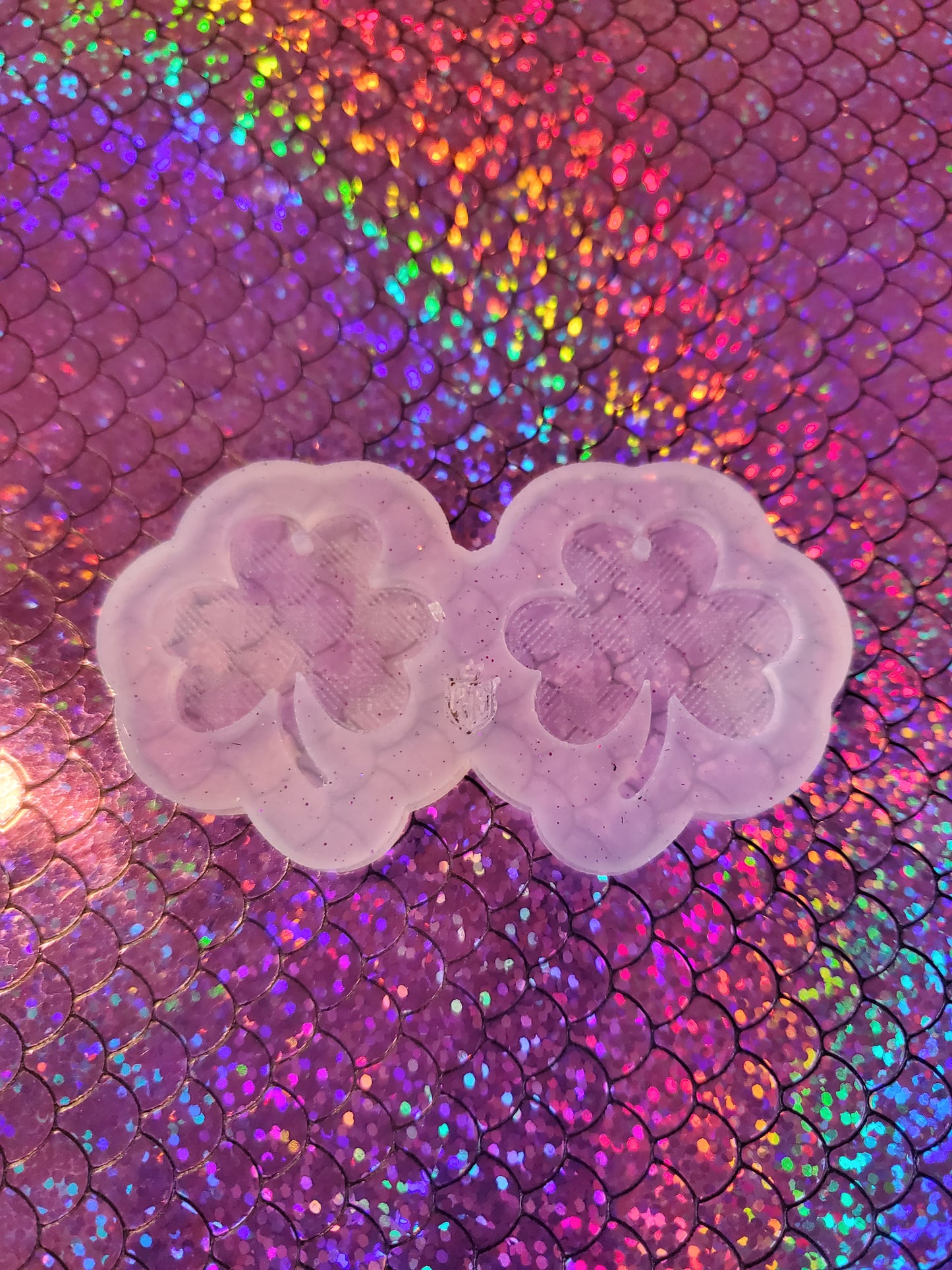 Plaid Pattern Clover Earring Mold