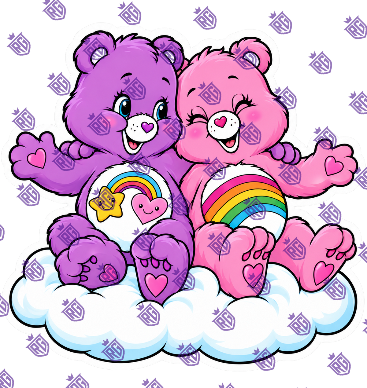 Purple and pink carebear acrylic Blank