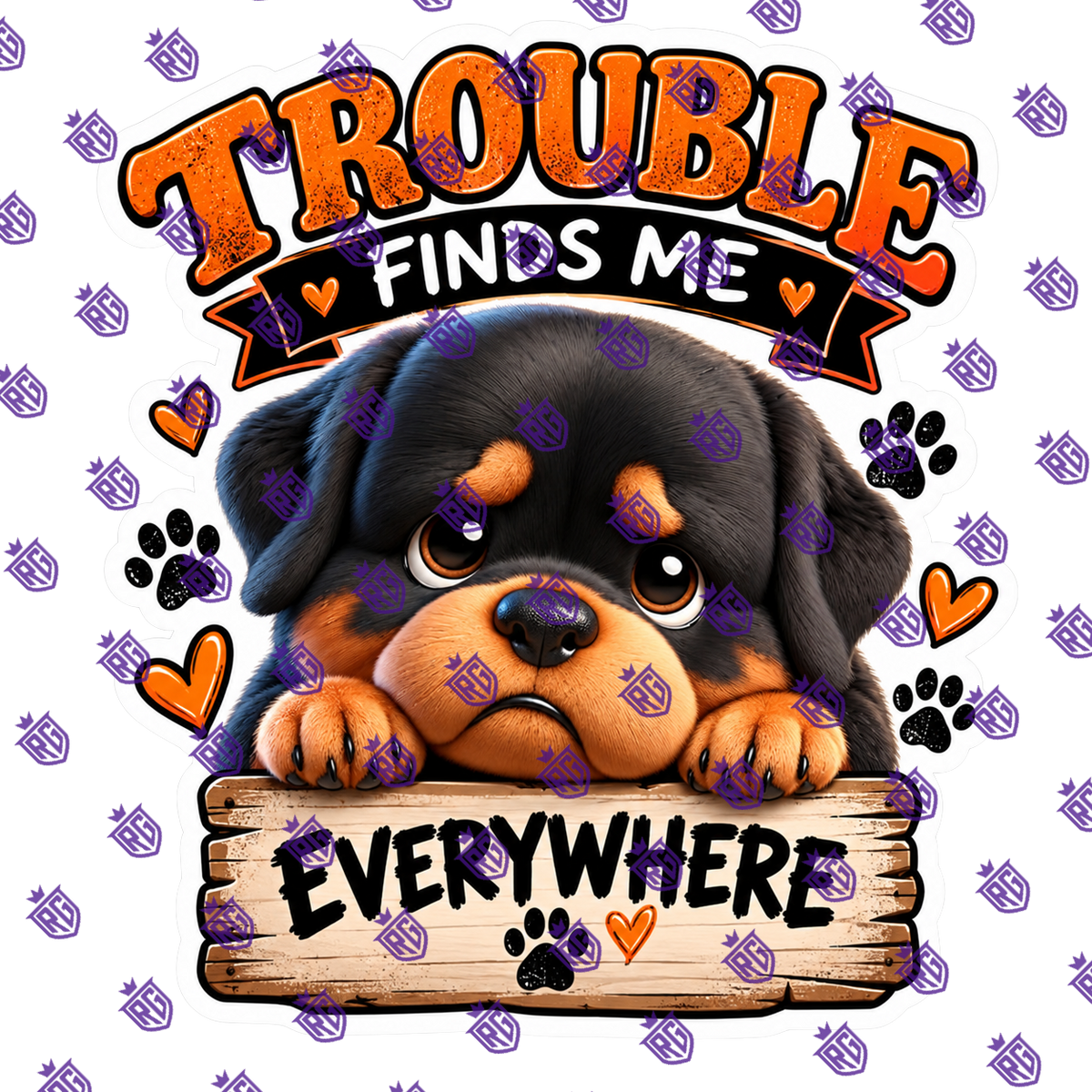 Trouble finds me everywhere acrylic blank