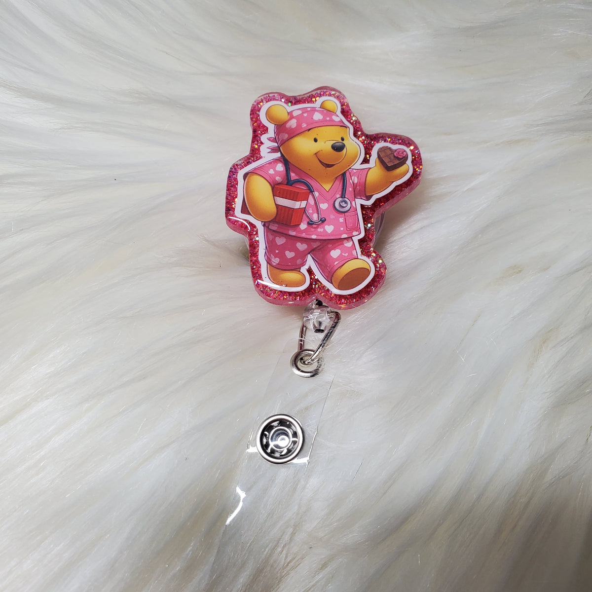 Valentines Pooh Chocolate Candy Badge Reel