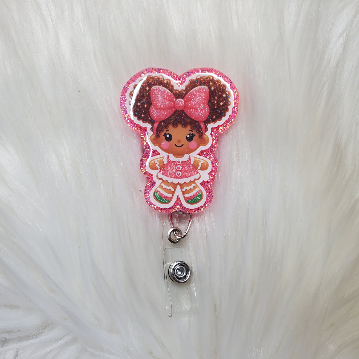 Afro Gingerbread Girl Badge Reel