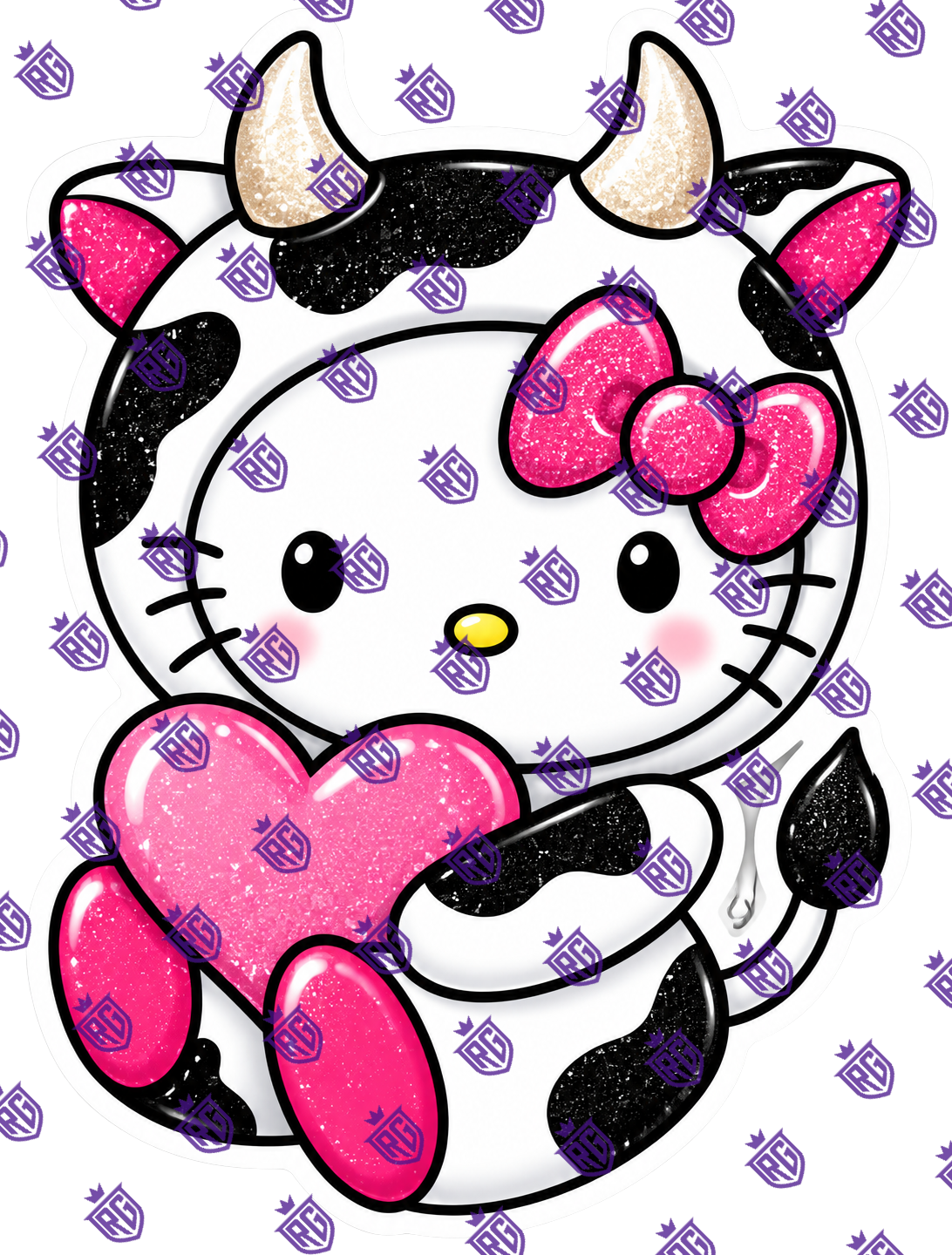 Cow Kitty glitter acrylic blank