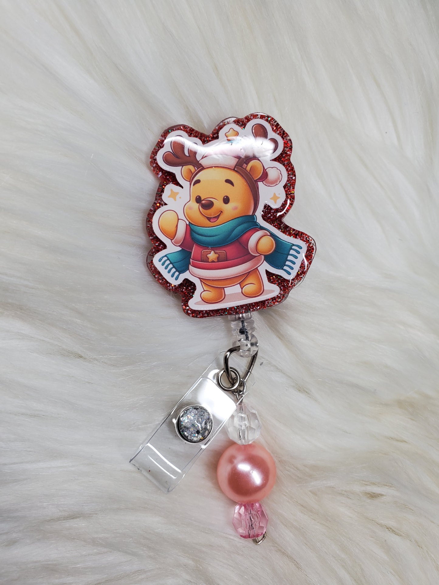 Christmas Pooh Reindeer Badge Reel