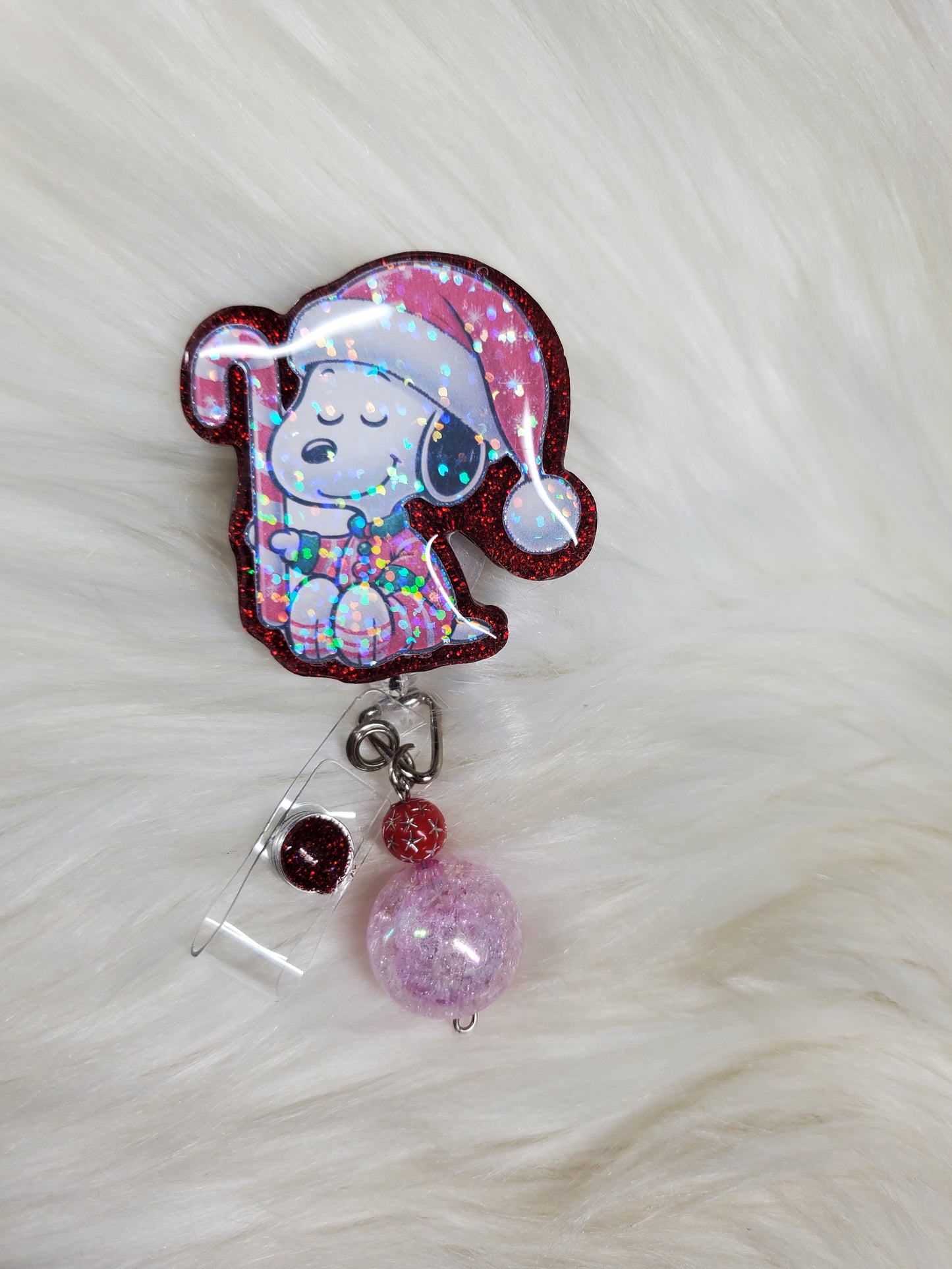 Christmas Nurse Snoopy Badge Reel