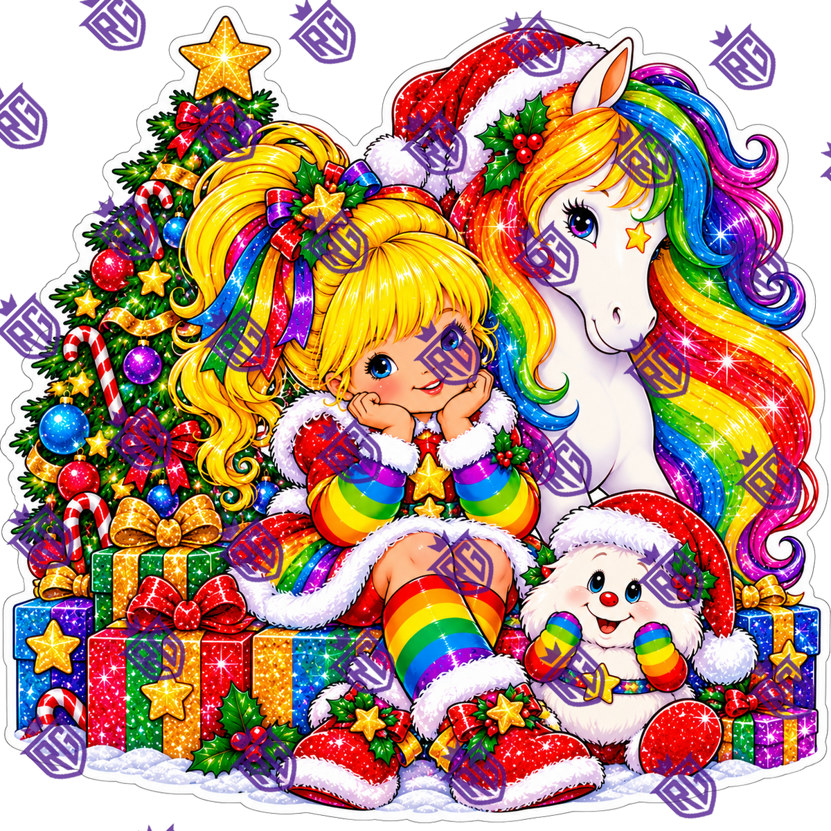 Christmas in the 80s with rainbow brite acrylic blank