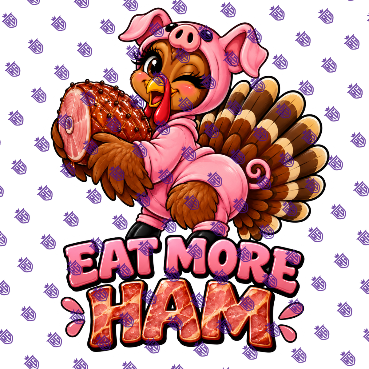 Eat More Ham Turkey Acrylic Blank
