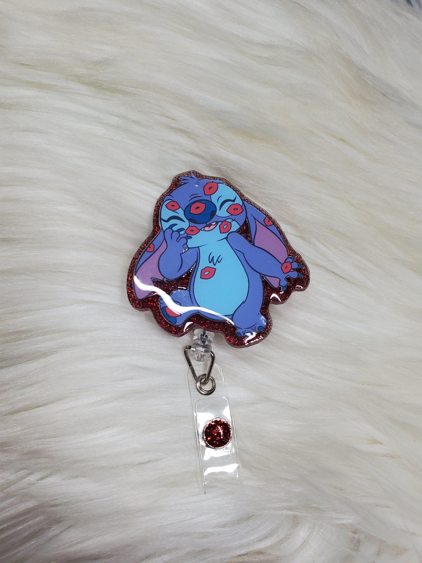 Stitch Kissy Face Badge Reel
