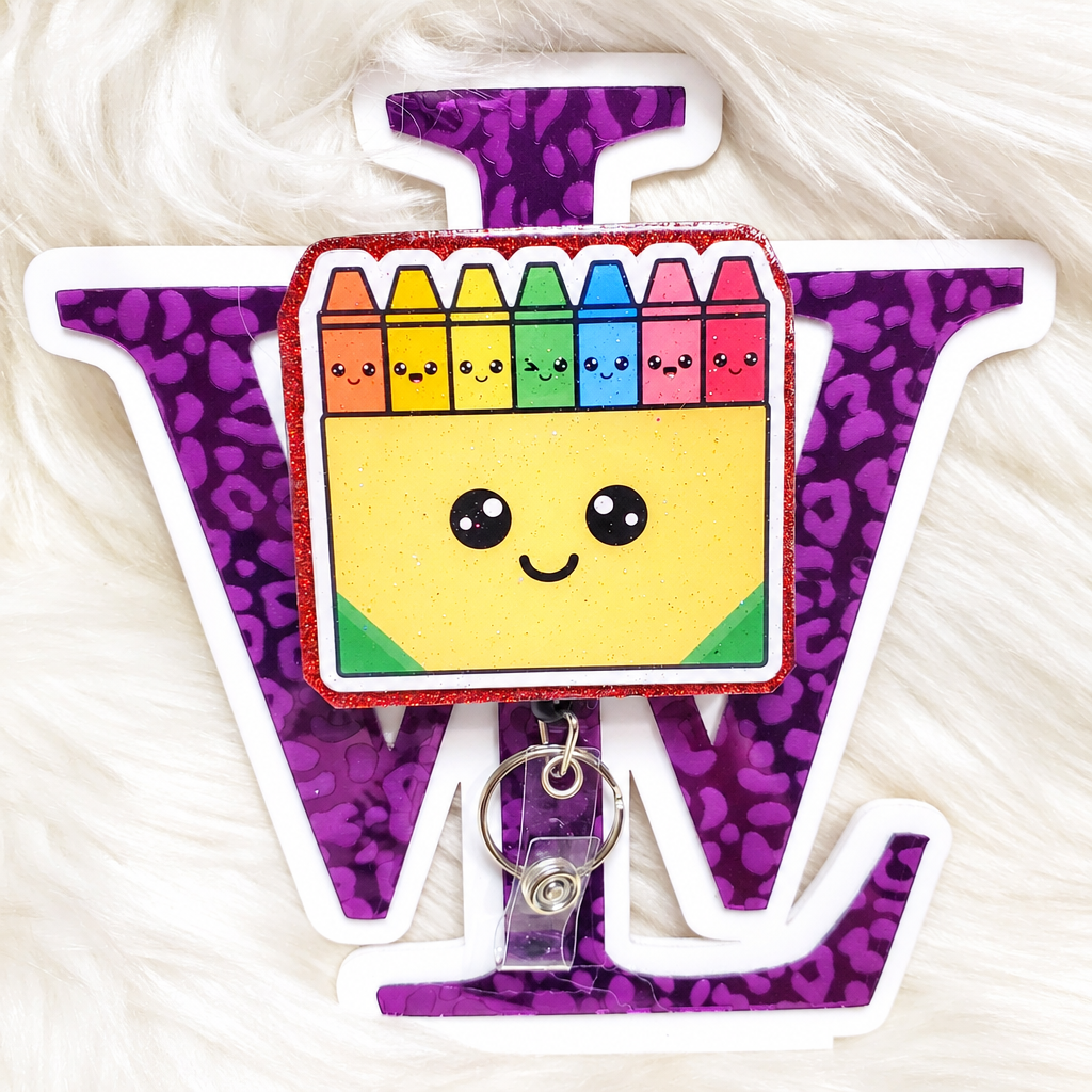 Coloring Crayon Box Badge Reel