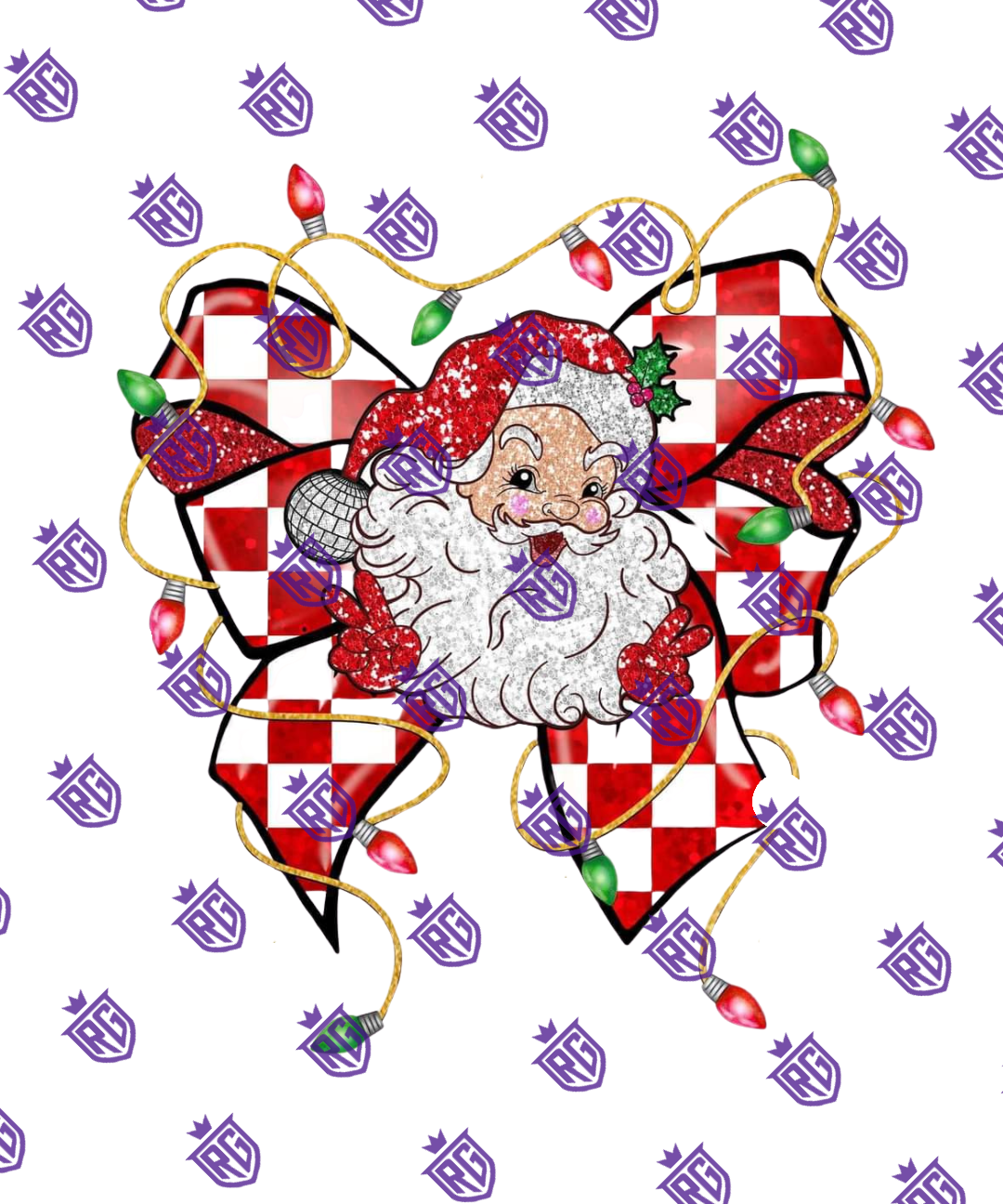 Christmas Bow Santa Acrylic Blank With Decal