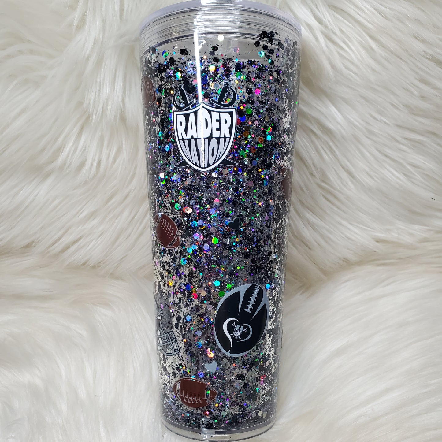 Raiders 24oz Snowglobe tumbler