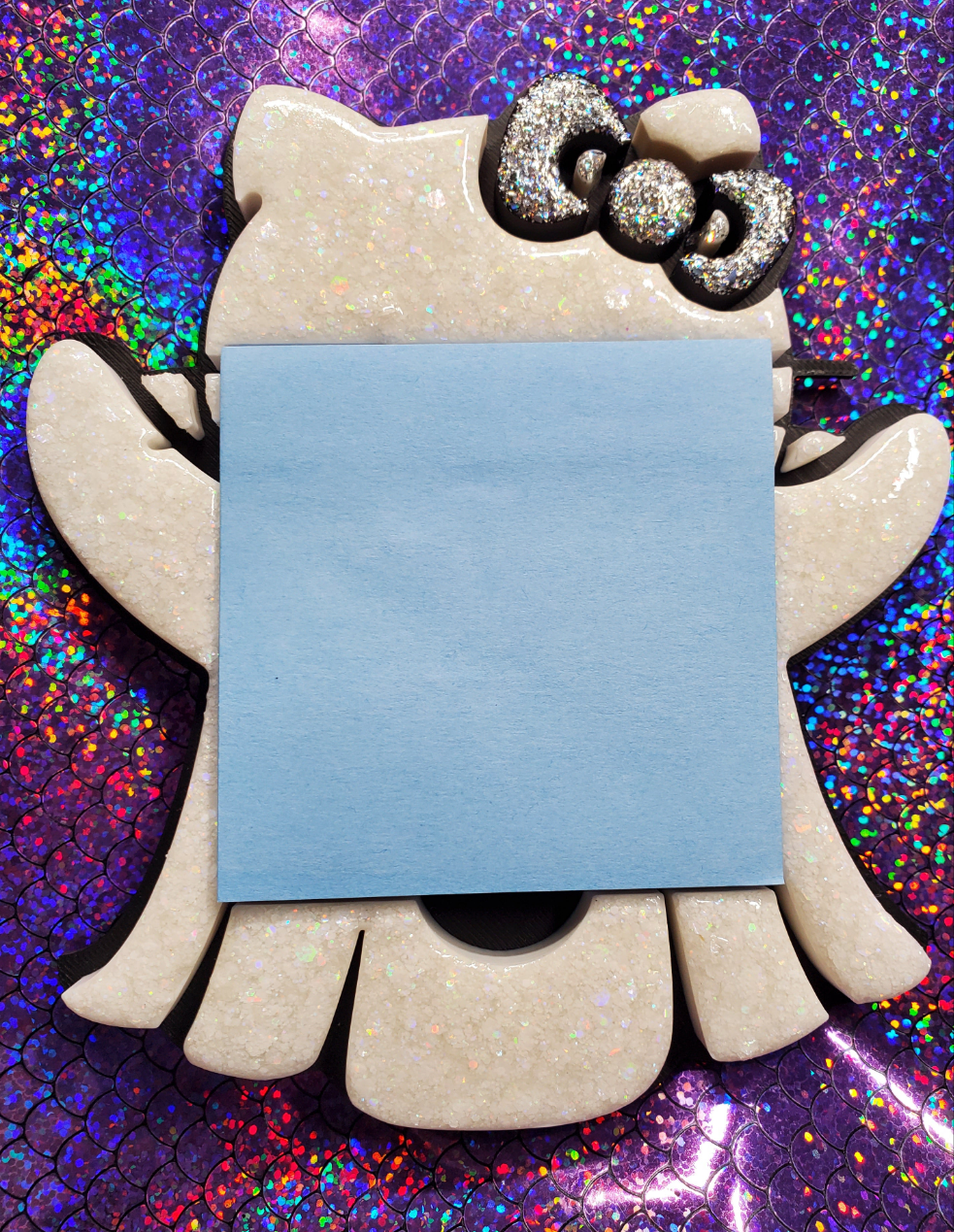 Spooky Cute Ghost Kitty Bow Sticky Note Holder