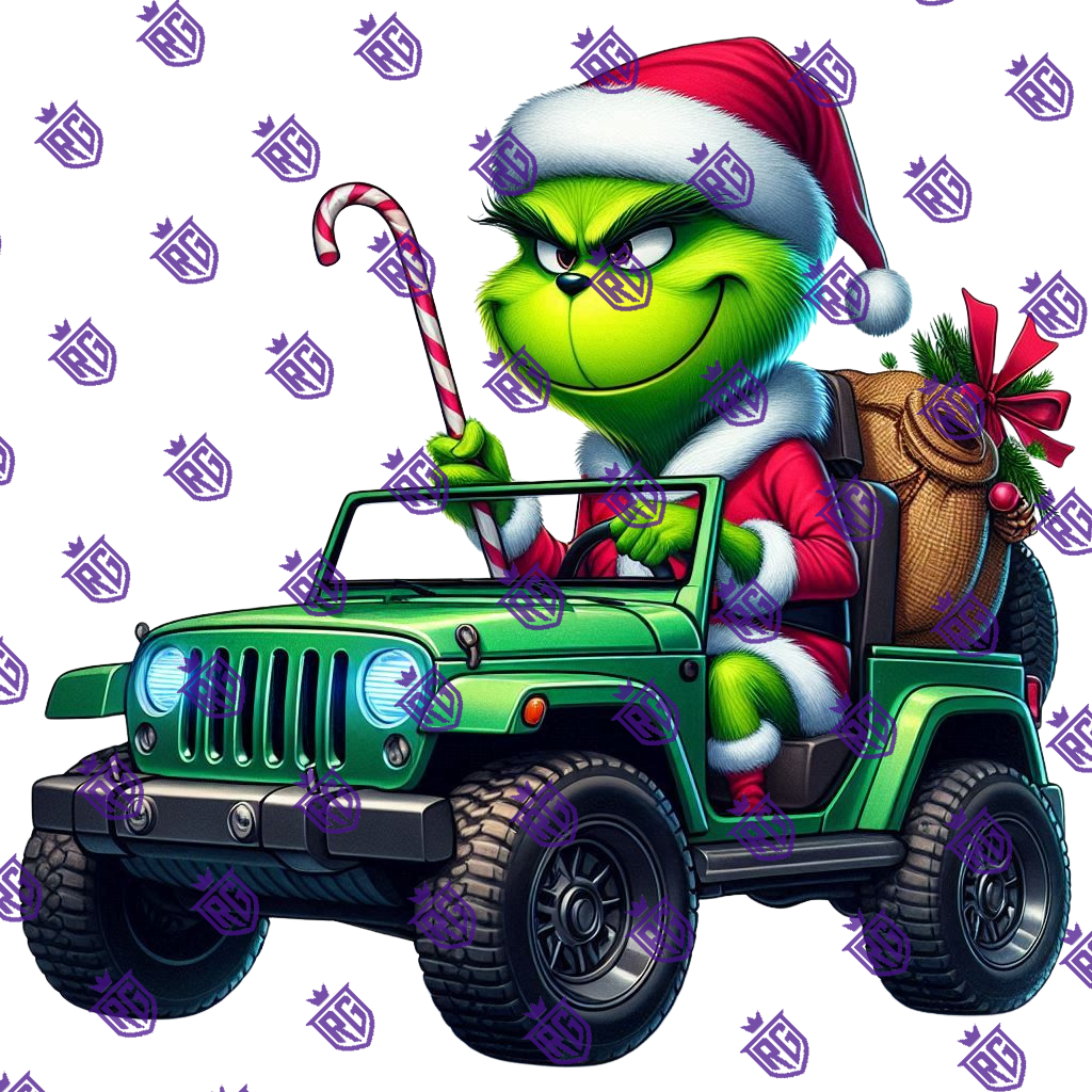 Grinch In Jeep Acrylic Blank With Decal