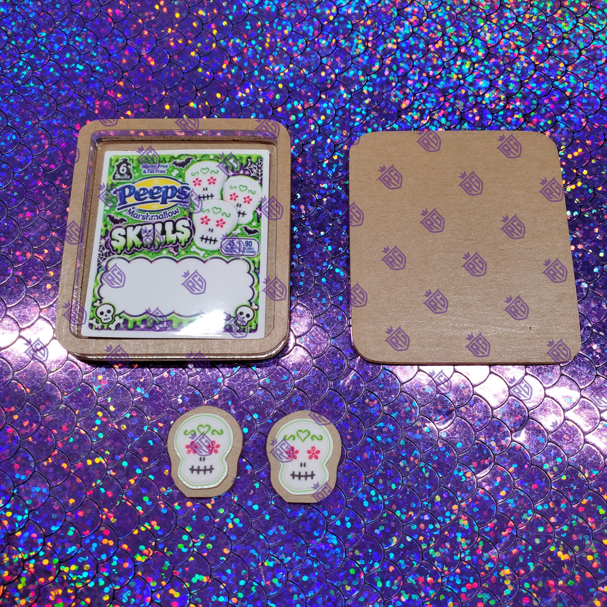 Skulls Día de los Muertos Acrylic Shaker Blank With Decal and shaker bits with decals