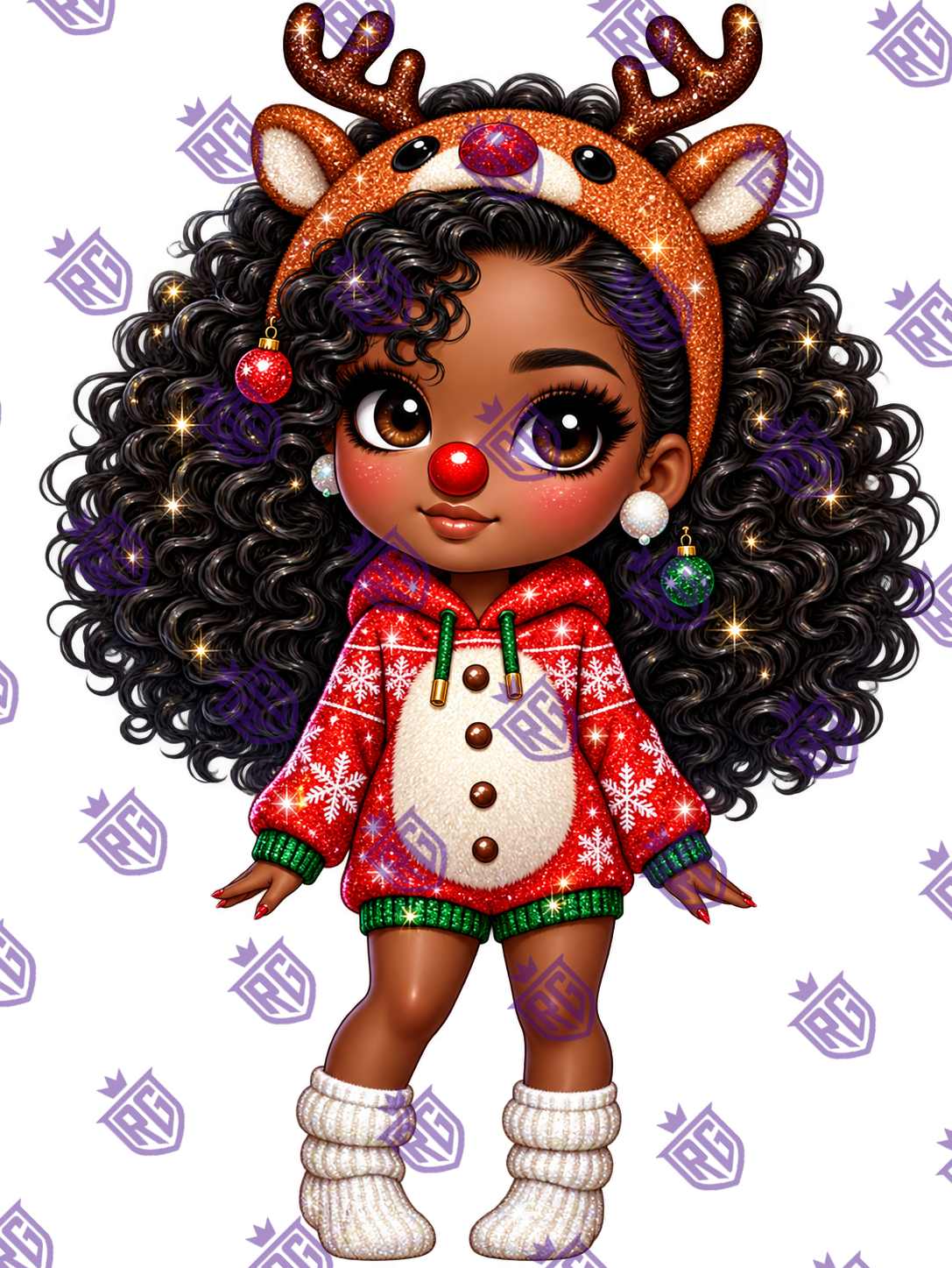 Christmas Reindeer Girl Acrylic Blank With Decal