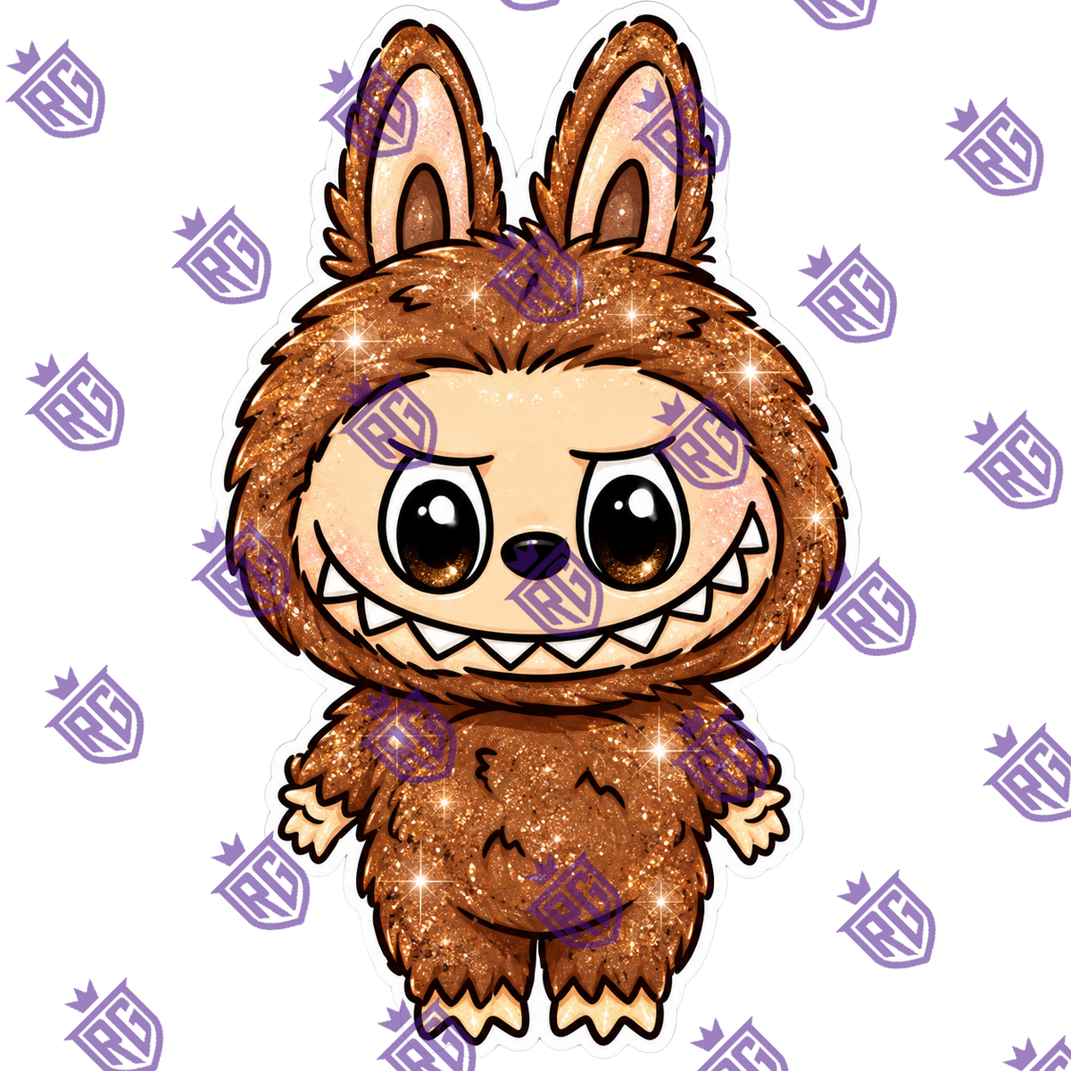 Brown Labubu Glitter Acrylic Blank With Decal