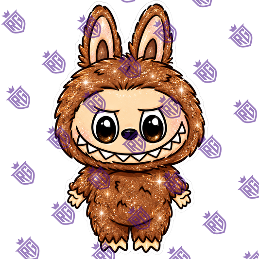 Brown Labubu Glitter Acrylic Blank With Decal