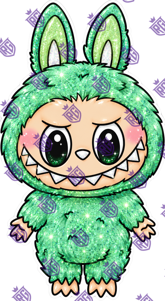 Green Labubu Glitter Acrylic Blank With Decal