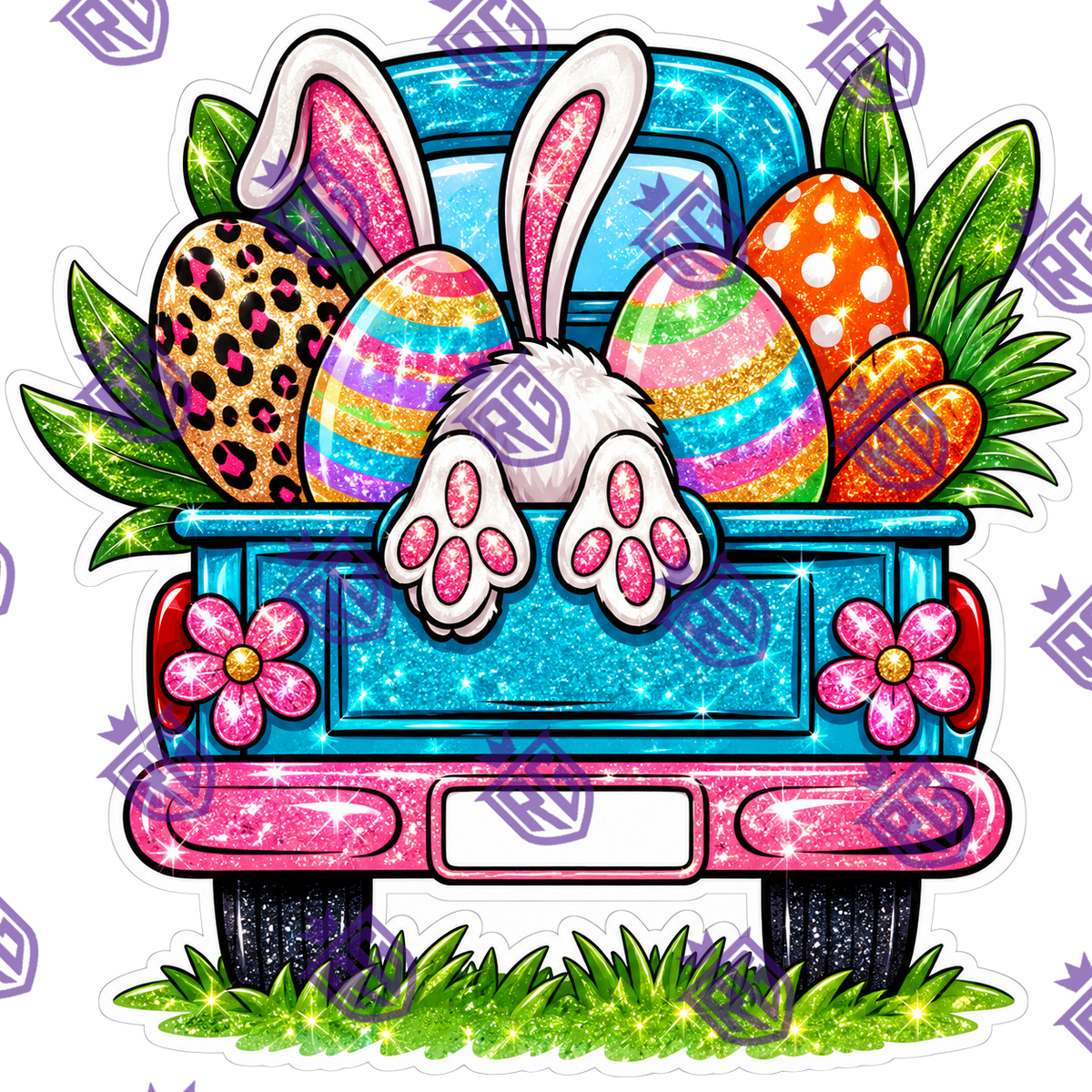 Easter Bunny Truck Acrylic Blank With Decal