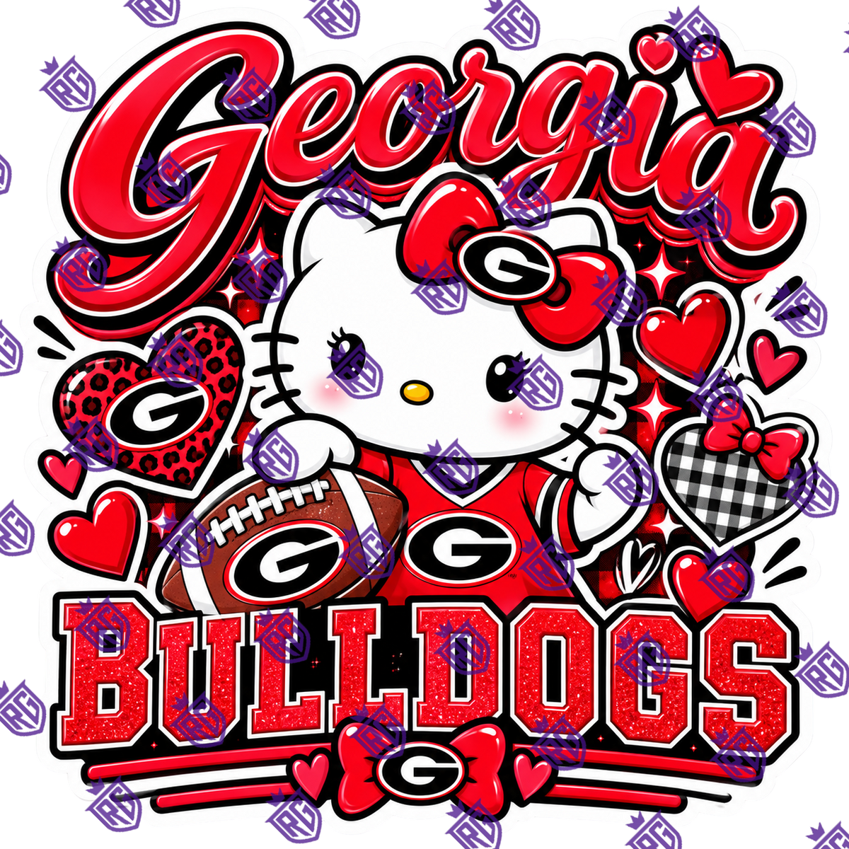 Georgia checker heart  football acrylic blank