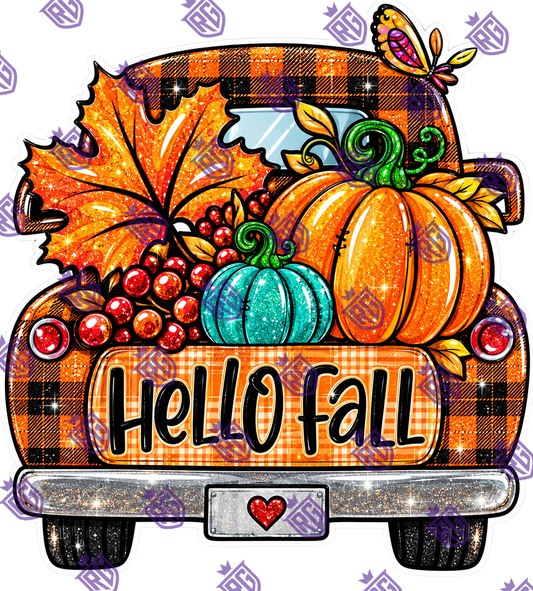 Hello Fall Truck Bed Acrylic Blank