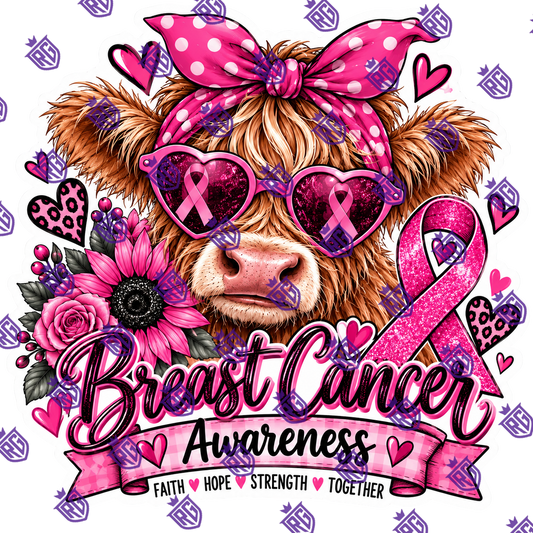 Highland Cow Sunglasses Breast Cancer Awareness Acrylic Blank