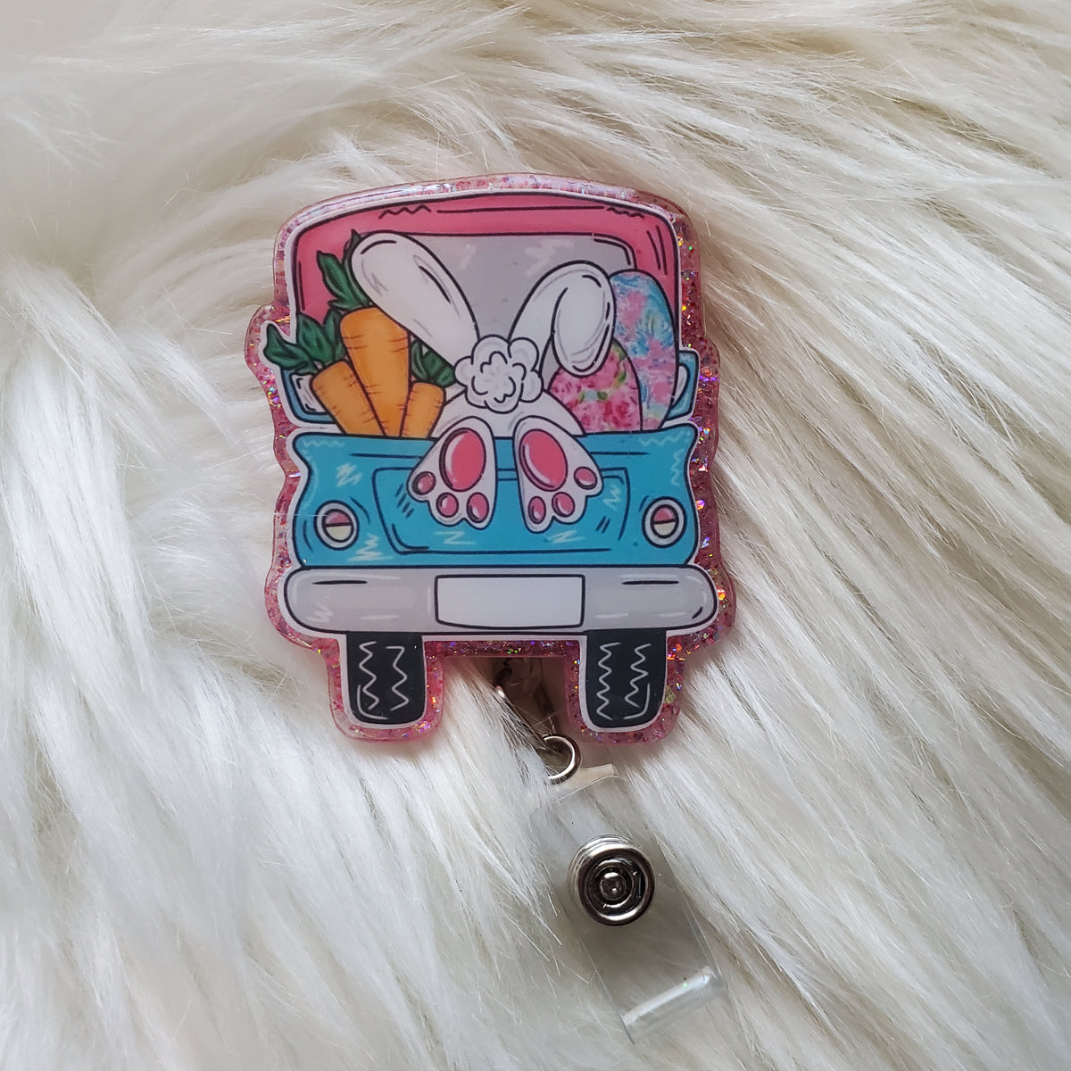 Easter Truck Bunny Butt Badge Reel
