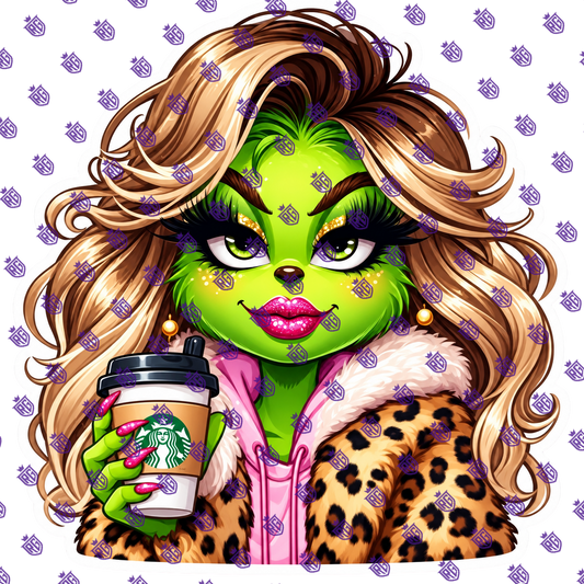 Grinch girl coffee acrylic blank
