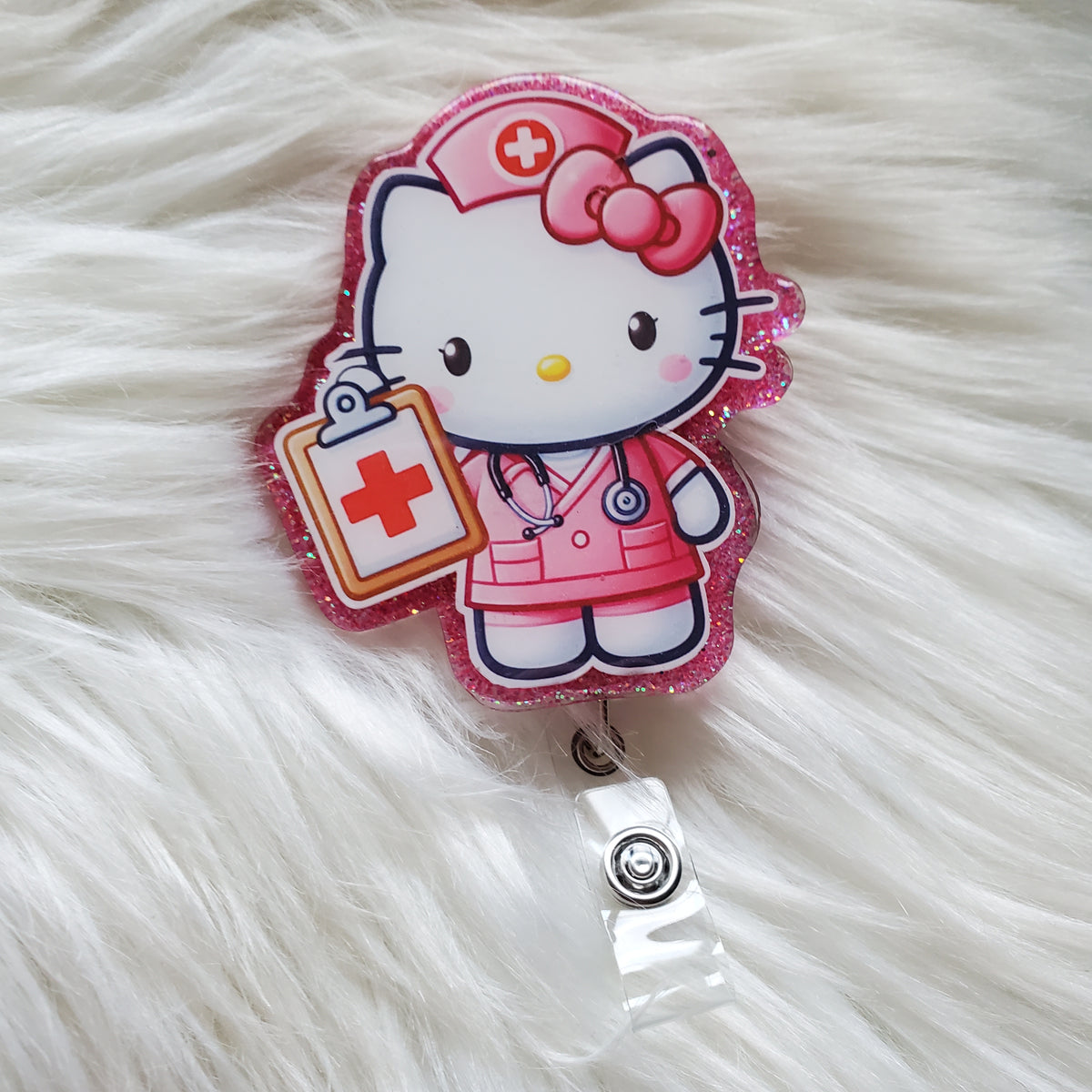 Nurse HK Pink Scrubs Pink Hat Badge Reel