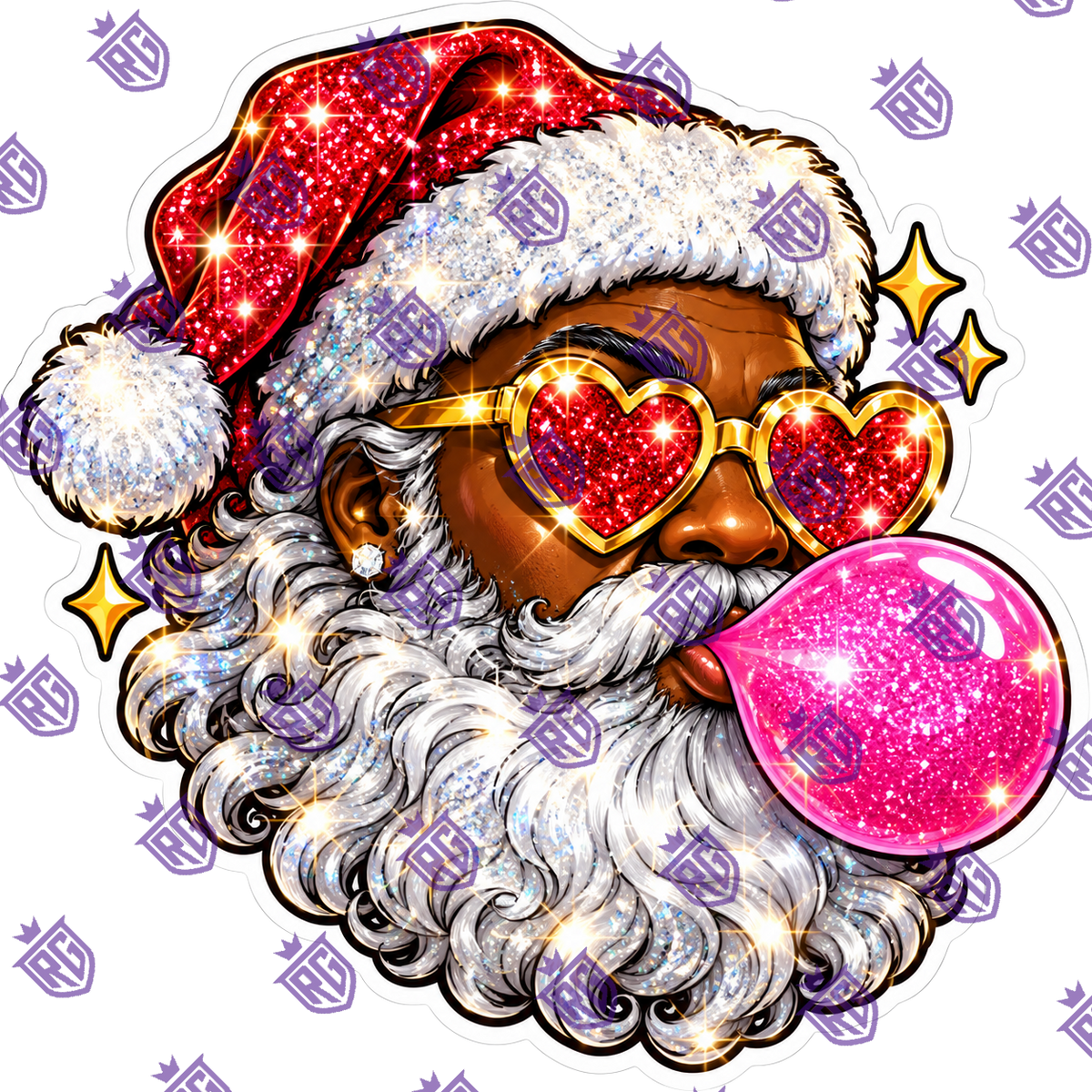 Santa Blowing Bubble Gum red hat acrylic blank