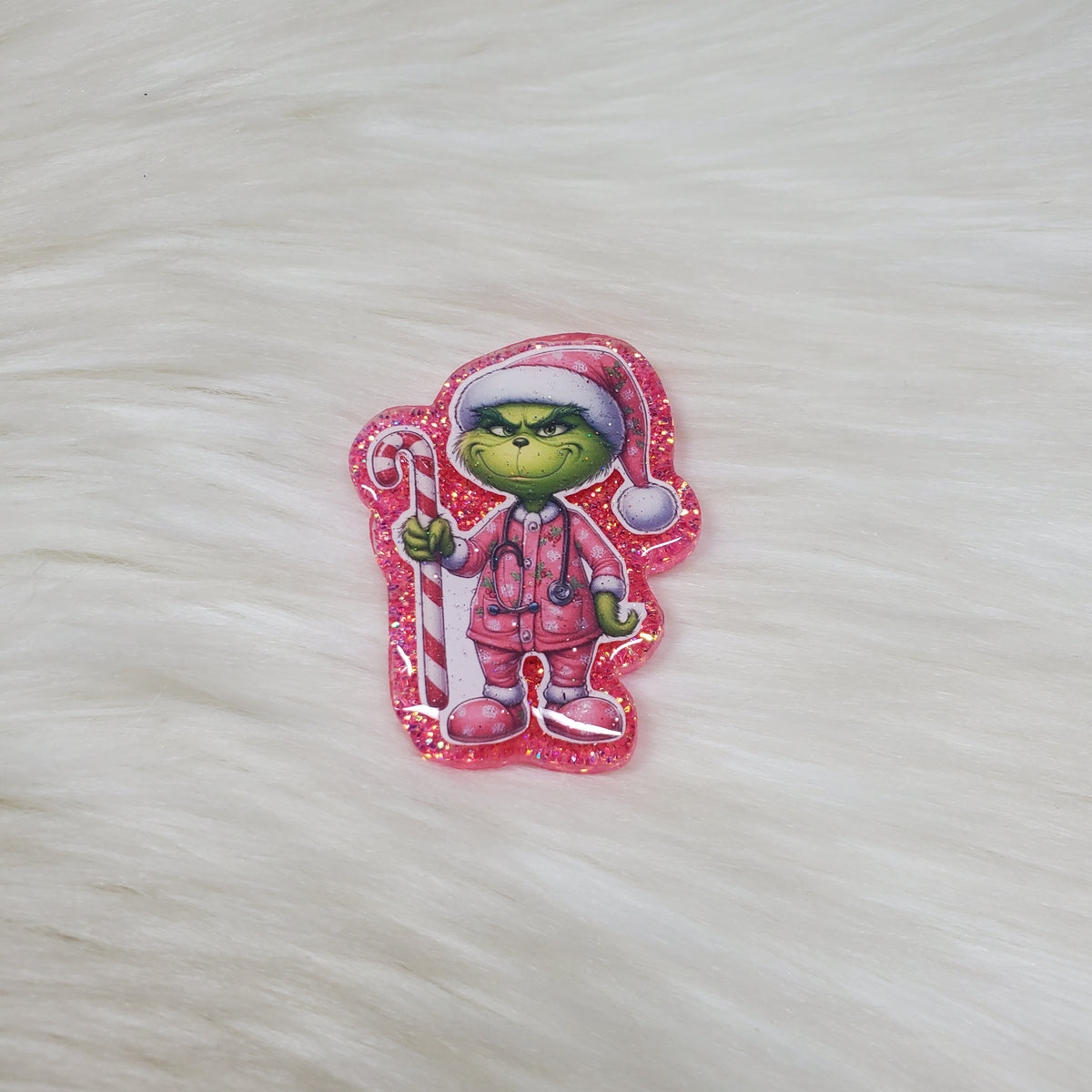 Grinch Pink Candy Cane Badge Reel