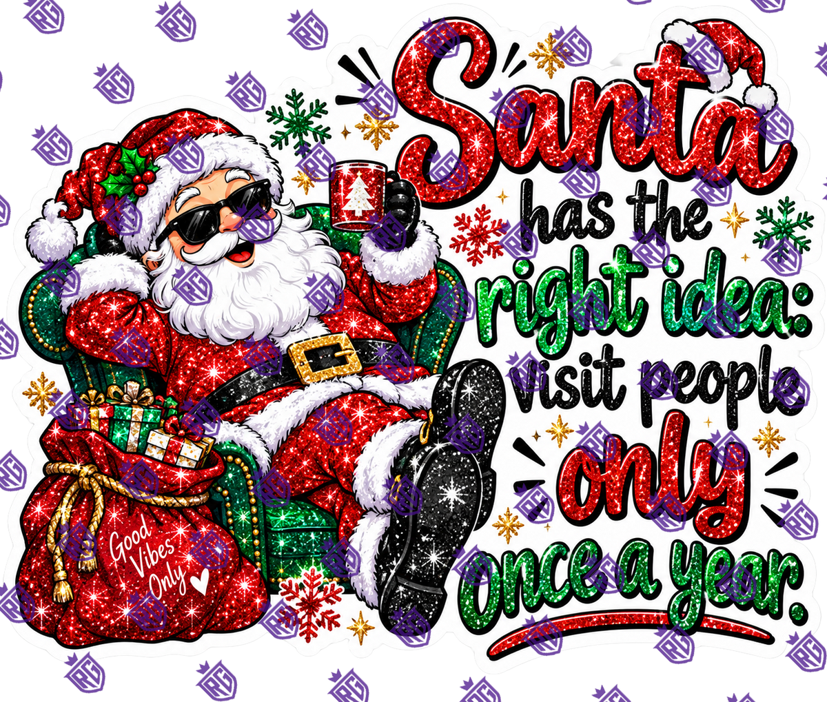 Santa Has The Right Idea Visit People Once a Year Acrylic Blank