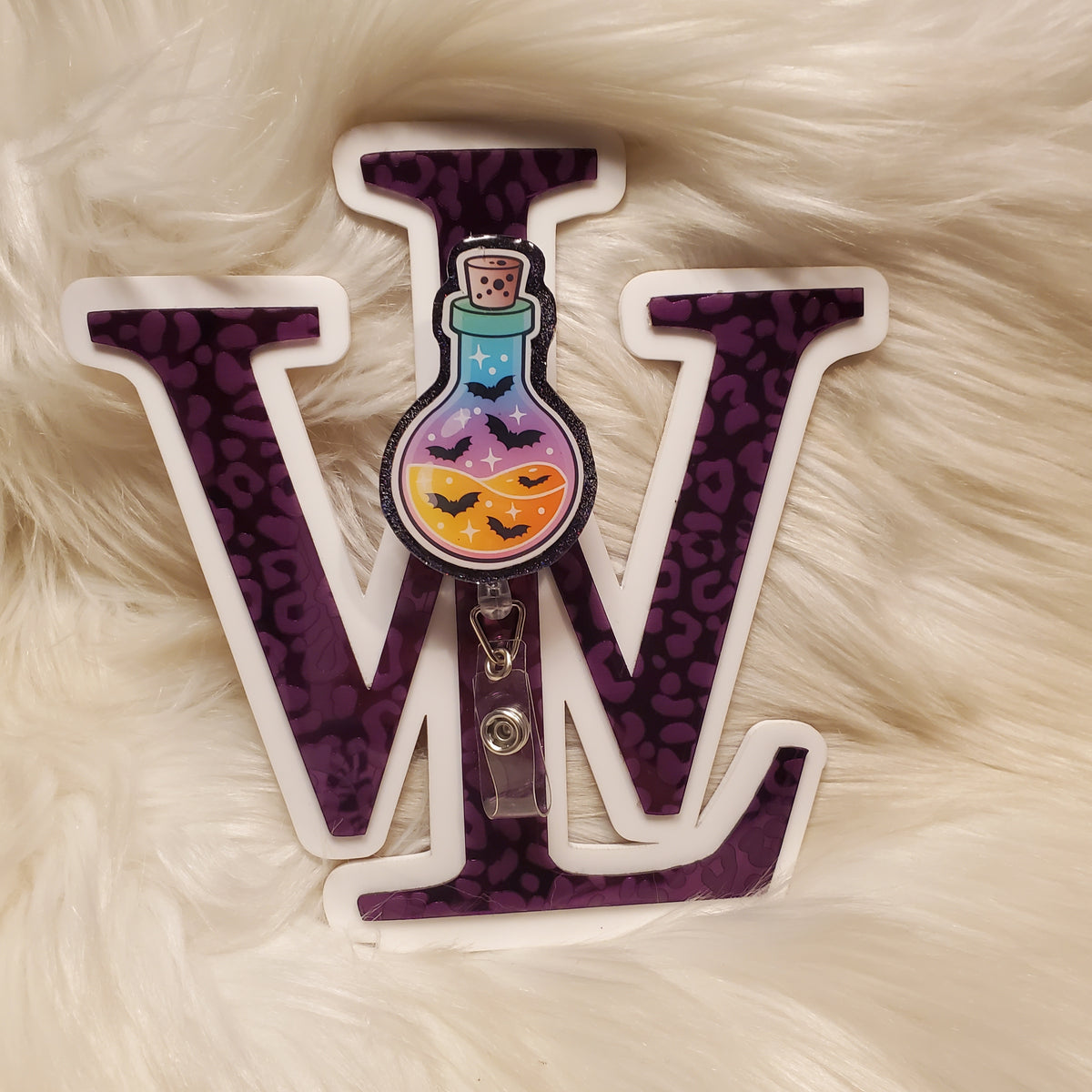 Halloween Potion Bat Bottle  Badge Reel