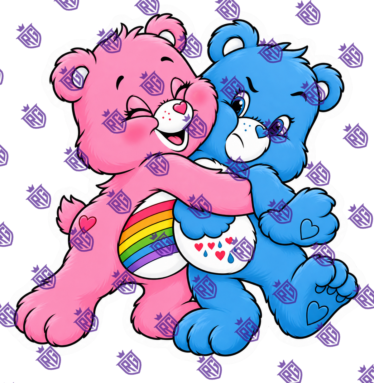 Blue and pink carebear acrylic blank