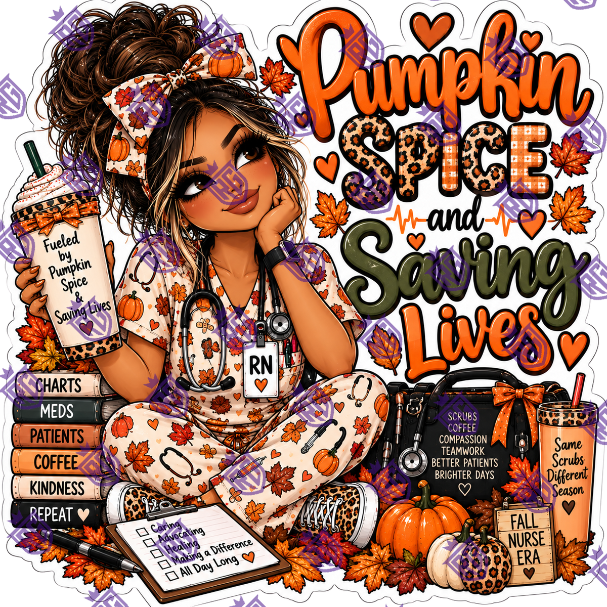 Pumpkin Spice and saving lives Fall Red Hair nurse mexican Acrylic Blank