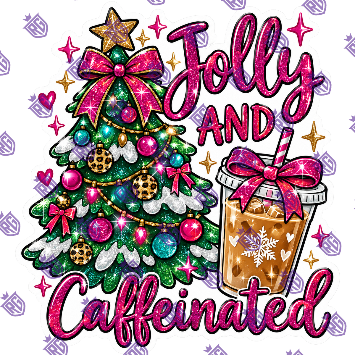 Jolly And Caffeinated Christmas Acrylic Blank