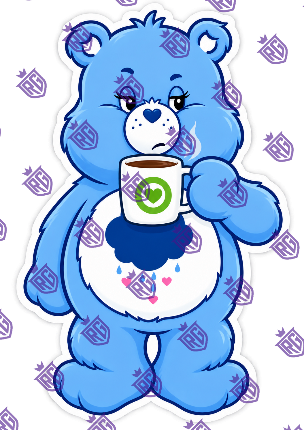 Grumpy coffee carebear acrylic blank