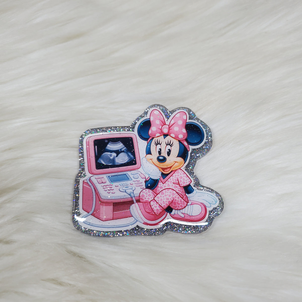 Ultrasound Minnie Pink Scrubs Badge Reel