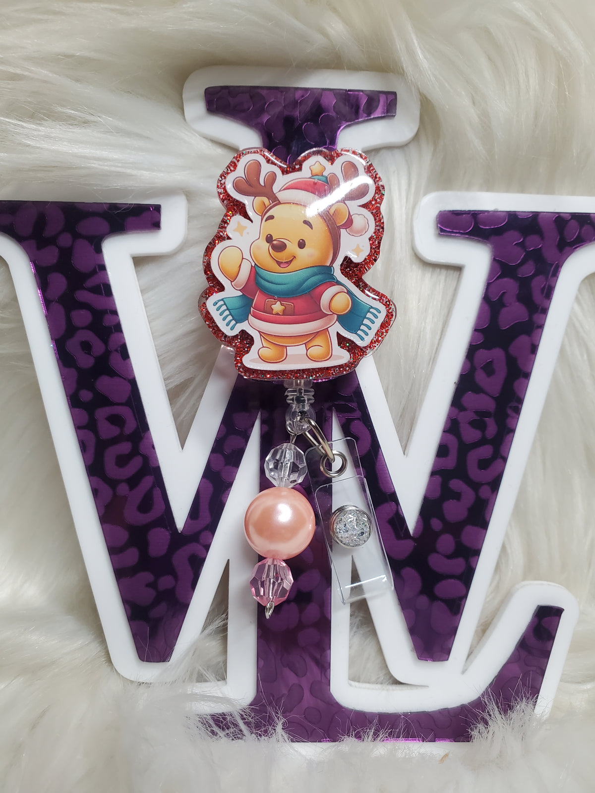 Reindeer Pooh Scarf Badge Reel