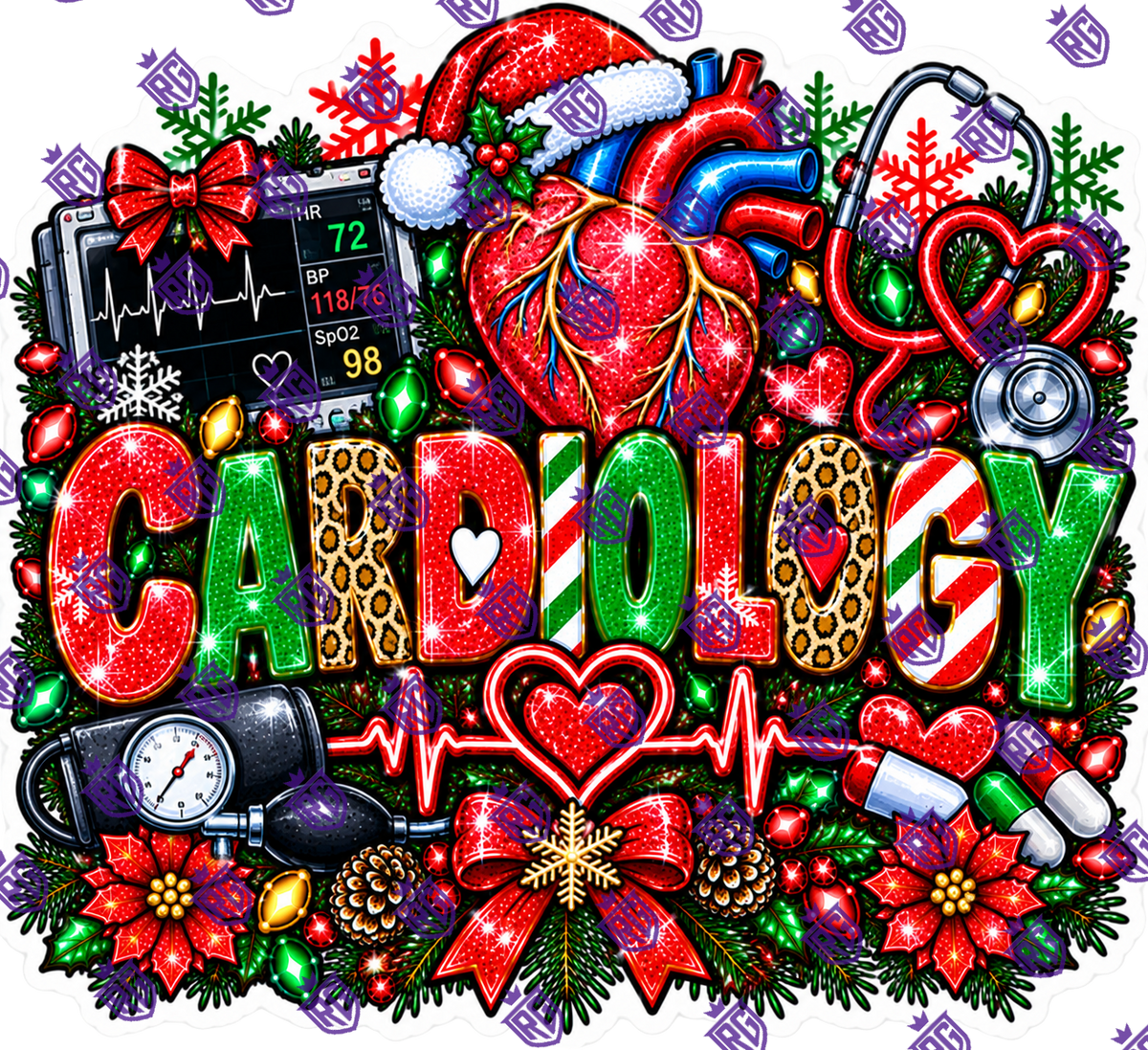 Cardiology Christmas Acrylic Blank