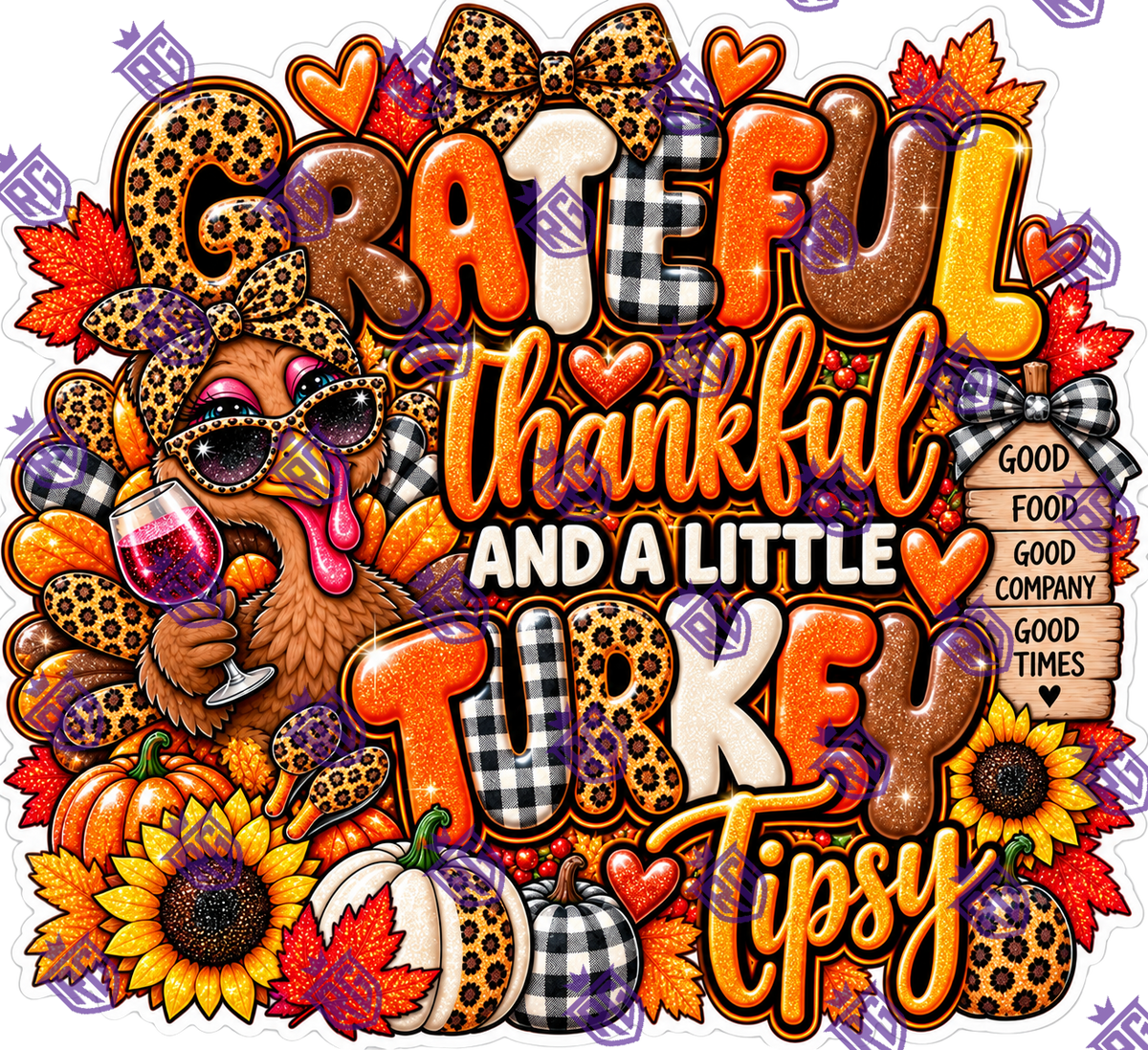 Thankful and turkey tipsy Acrylic Blank